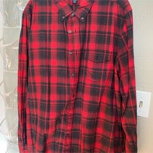 American Eagle Slim Fit Flannel Red Black Plaid Men's Size XXL EUC